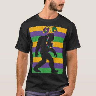 T-shirt Bigfoot Mardi Gras Perles Drôle Sasquatch Yeti Hom