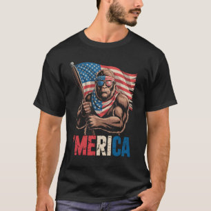 T-shirt Bigfoot Merica Drapeau Américain Amoureux de Sasqu