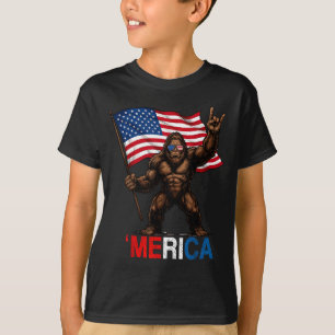 T-shirt Bigfoot merica rock drapeau américain patriotique