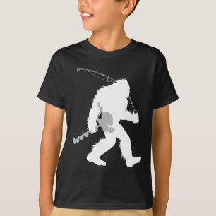 T-shirt Bigfoot pêche sur glace Yéti pêcheur avec forage A
