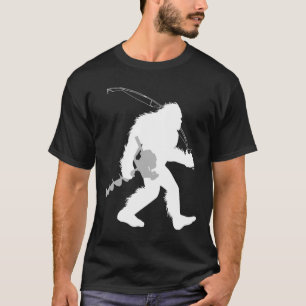 T-shirt Bigfoot pêche sur glace Yéti pêcheur avec forage A