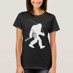 T-shirt Bigfoot pêche sur glace Yéti pêcheur avec forage A