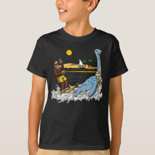 T-shirt Bigfoot Riding Loch Ness Monster Drôle Conspiratio