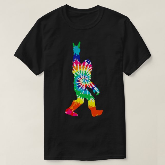 T-shirt Bigfoot Rock et Roll Tie Dye Sasquatch Believer (Design devant)