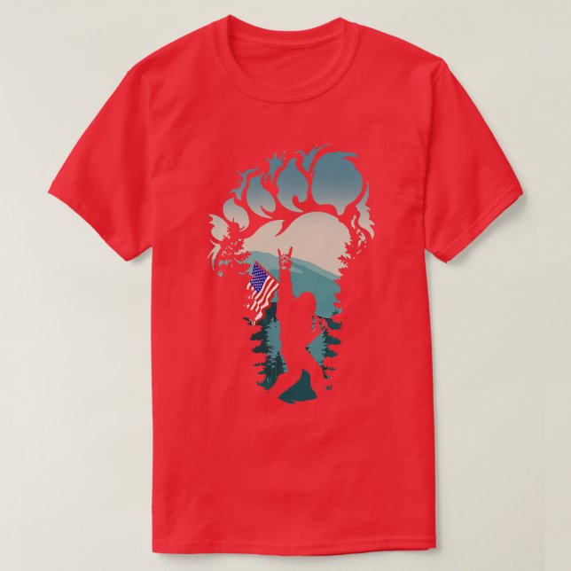 T-shirt Bigfoot Rock n rouleau drapeau américain 4 juillet (Design devant)