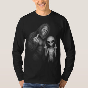 T-shirt Bigfoot Sasquatch Alien de l'Espace Doigt d'Honneu