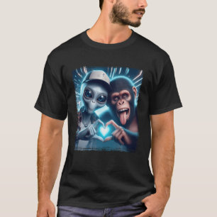 T-shirt Bigfoot Sasquatch Alien Lovefest Cœur Amour Main S