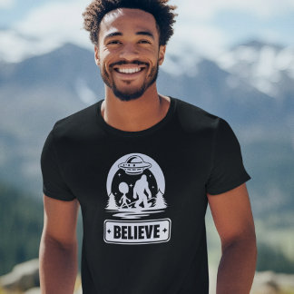 T-shirt Bigfoot Sasquatch Croyant Alien Ufo Cryptid Mens