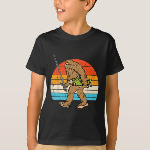 T-shirt Bigfoot Sasquatch Pêche Retro Pêcheur Hommes Femme
