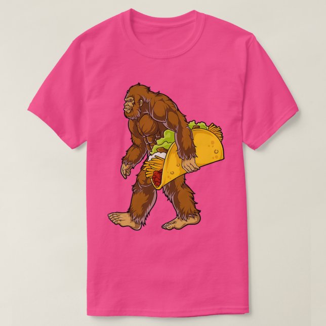 T-shirt Bigfoot Sasquatch transportant Taco Funny Camping (Design devant)