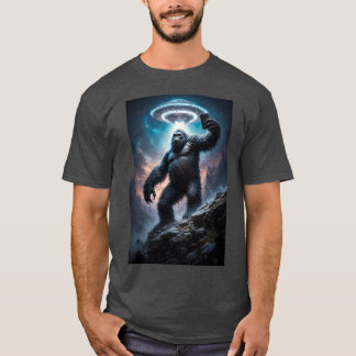 T-shirt Bigfoot taking a Selfie with UFOs