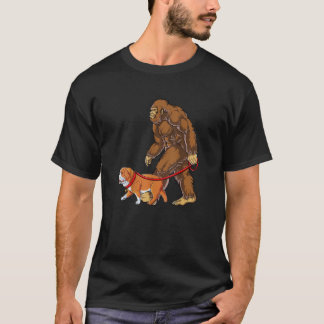 T-shirt Bigfoot Walking French Bulldog Funny Sasquatch Gif