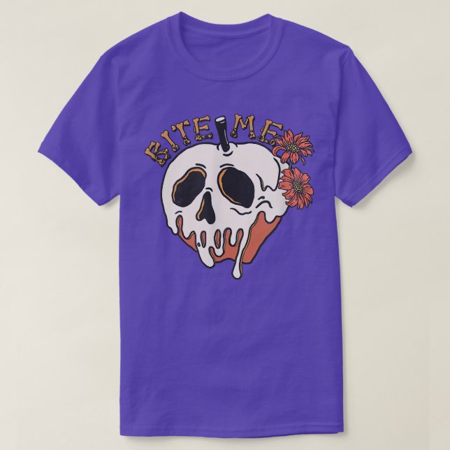 T-shirt Biite Me mignonne et drôle Skeleton Head Éffrayant (Design devant)