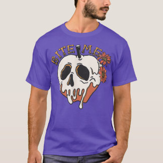 T-shirt Biite Me mignonne et drôle Skeleton Head Éffrayant