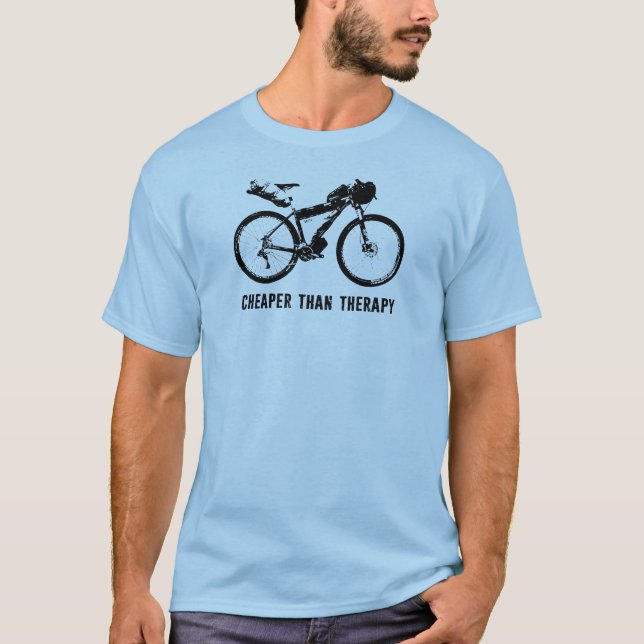 T-shirt Bikepacking, Moins Cher Que La Thérapie (Devant)