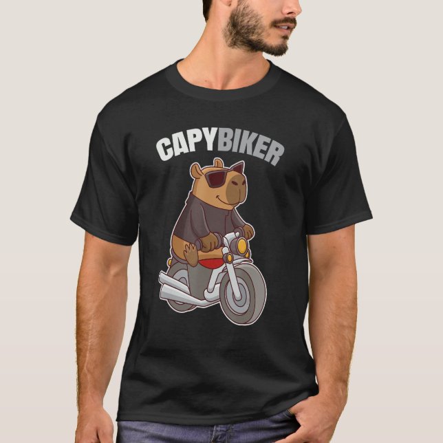 T-shirt Biker Capybara - Funny Capybiker (Devant)