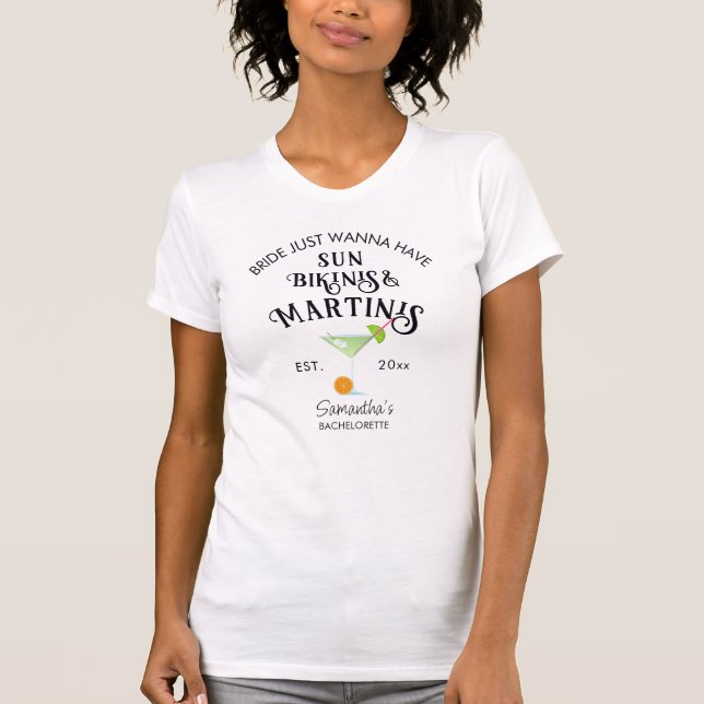 T-shirt Bikinis & Martinis Tropical Hen Enterrement de Vie (Devant)