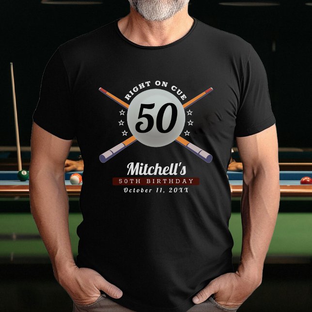 T-shirt Billard de piscine 50e fête d'anniversaire Noir (Pool Billiards 50th Birthday Party Black T-Shirt
)