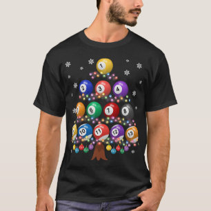 T-shirt Billard Lover Xmas Tree Lights Père Noël Billard C