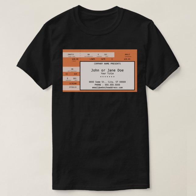 T-shirt billet concert orange (Design devant)