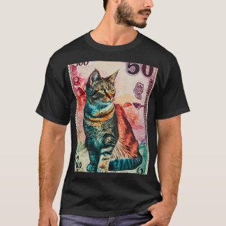 T-shirt Billet de chat avec une dénomination de 50 chat
