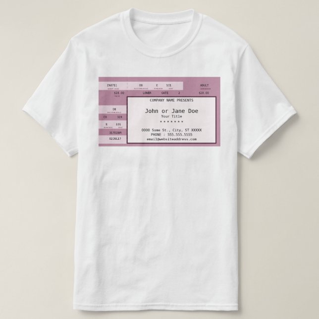 T-shirt billet rose de concert (Design devant)