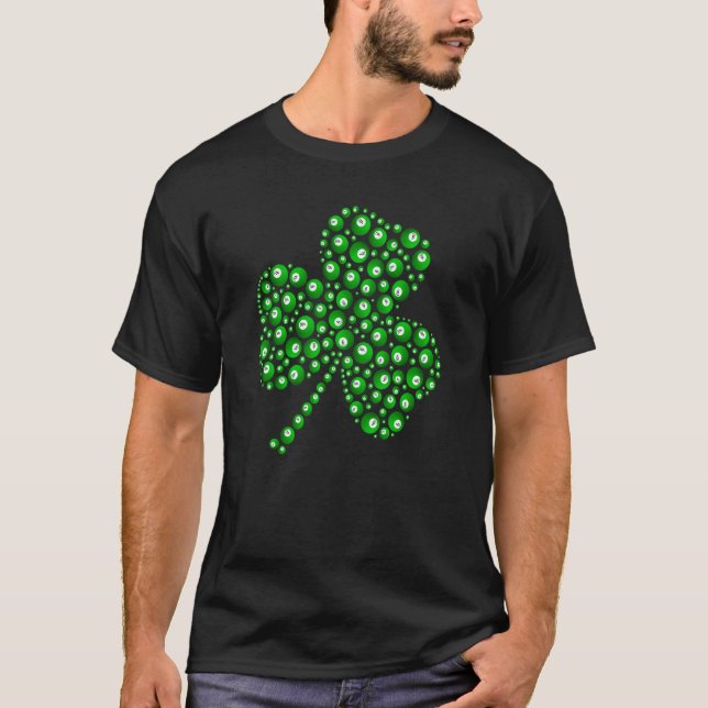 T-shirt Billiard Ball Shamrock Leaf St Patrick's Day Men B (Devant)