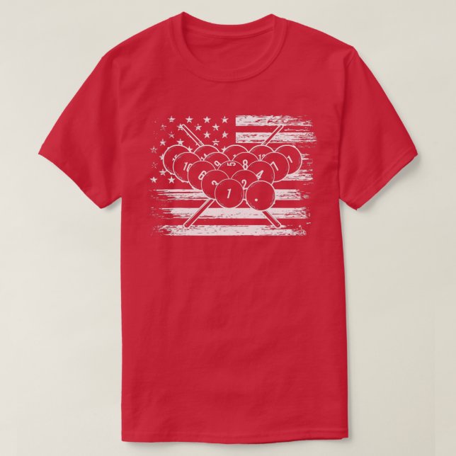 T-shirt Billiard Flag  Snooker Pool Chalk Billiard Player  (Design devant)