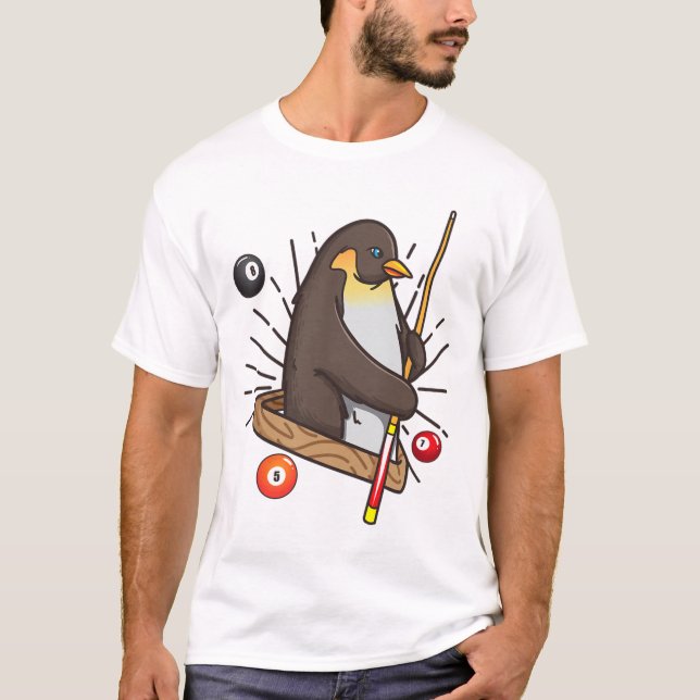 T-shirt Billiard Penguin Hustler Pool Chemises Girls Snook (Devant)