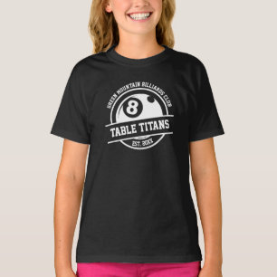 T-shirt Billiards Pool Club Équipe Ligue Nom Année Sponsor