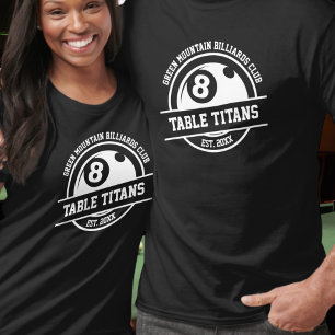 T-shirt Billiards Pool Club Équipe Ligue Nom Année Sponsor