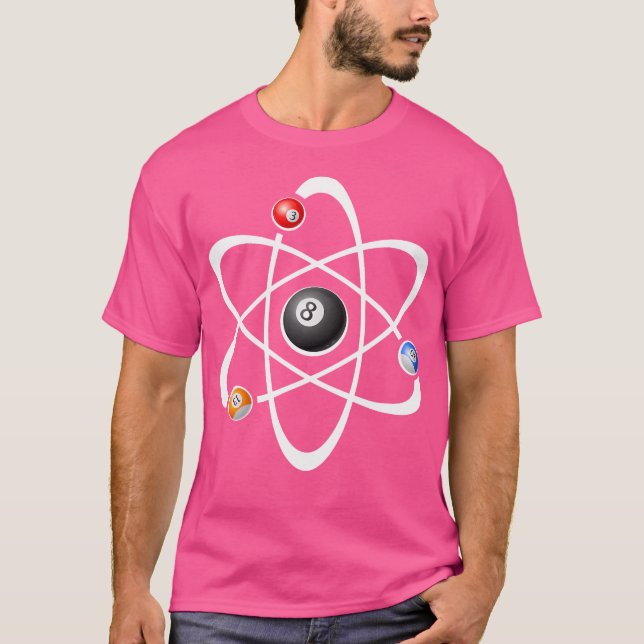 T-shirt Billiards Pool Hall Sport Atom Science Geek Nerd (Devant)