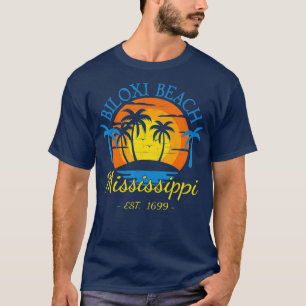 T-shirt Biloxi Beach Mississippi Beach Sunset Palm
