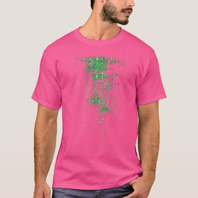 T-shirt Binary Code Matrix Vert Cyberpunk numérique (Devant)