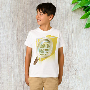 T-shirt Binary Data Magnification de verre Recherche de fi
