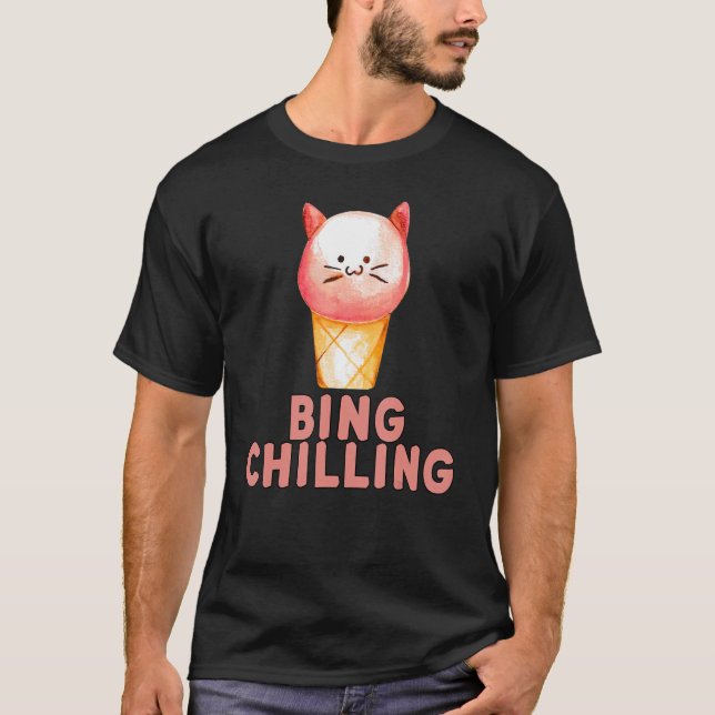 T-shirt Bing Chilling Crème de glace Mème de chat Kitty Ci (Devant)