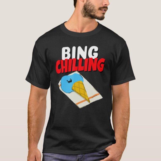 T-shirt Bing Chilling Crème de glace Mème de fonte crème g (Devant)