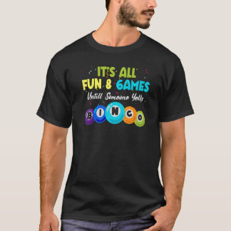 T-shirt Bingo Caller Humour Lottery Lucky Winning Card Pla