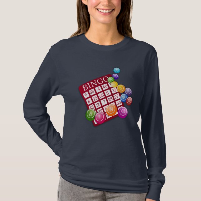 T-shirt Bingo ! Carte de bingo et marqueurs (Devant)
