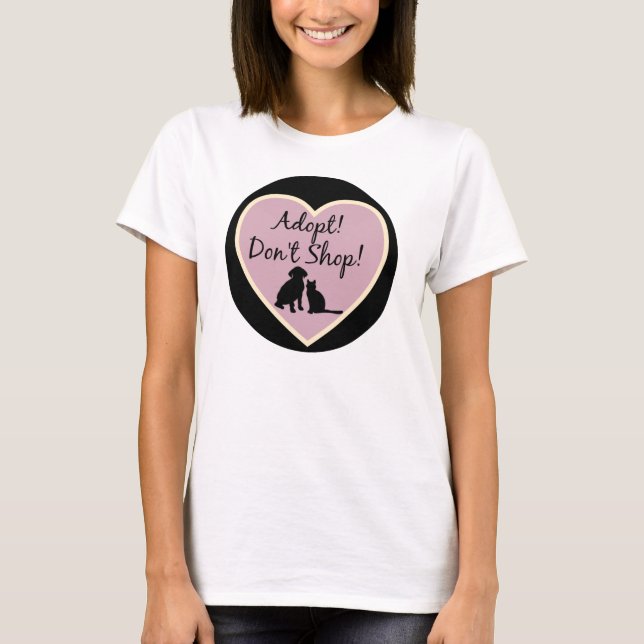 T-shirt bio "Adoptez Don't Shop" violet (Devant)