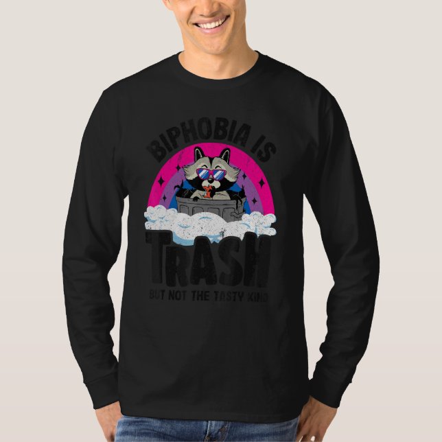 T-shirt Biphobia Est Trash Raccoon Bisexual Fierté Drapeau (Devant)