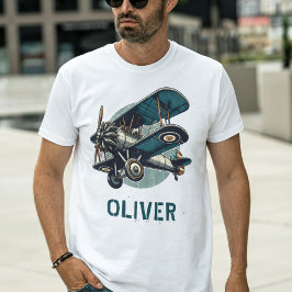 T-shirt Biplane Vintage classique