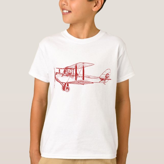T-shirt Biplane vintage - Rouge rubis (Devant)
