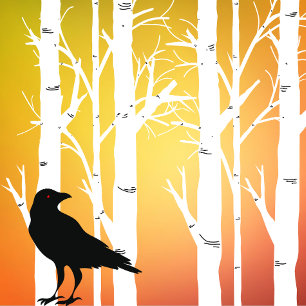 T-shirt Birch Tree and Crow