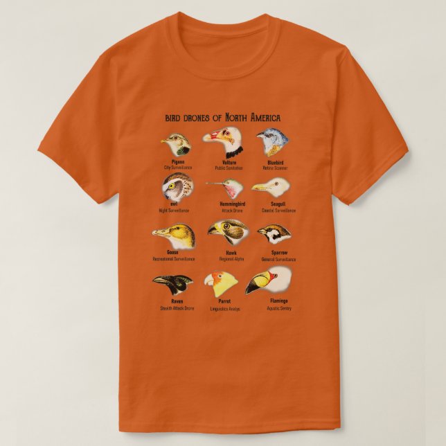 T-shirt bird drones of North America Cute Bird Lovers  (Design devant)