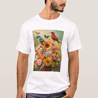 T - Shirt Bird und Blume Design