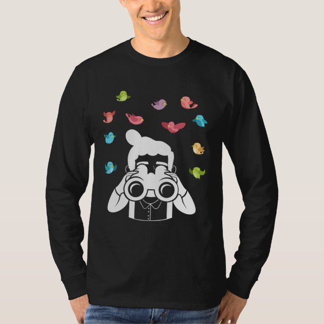 T-shirt Birds Birdwatcher Ornithologist Bird Watching Bino (Devant)