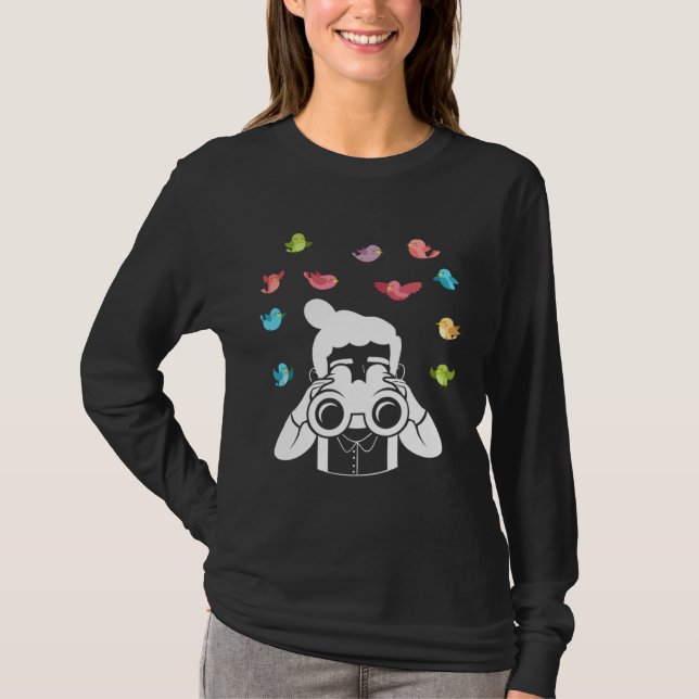 T-shirt Birds Birdwatcher Ornithologist Bird Watching Bino (Devant)