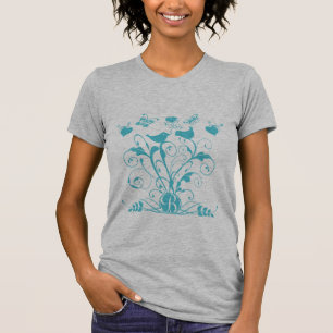 T - Shirt Birds Hearts Butterflies und Wirbel
