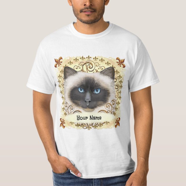 T-shirt Birman Cat Fleur De Lis  (Devant)